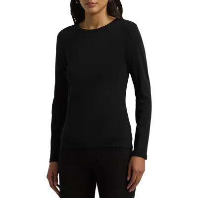 Ralph Lauren Lauren  Long Sleeve Cotton Blend Top In Polo Black