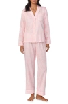 Ralph Lauren Women's Notch Collar Long Pant Pajama Set In Blush Stripe