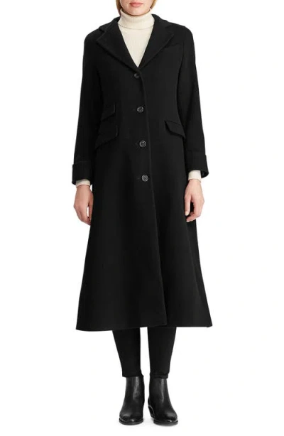 Ralph Lauren Lauren  Longline Wool Blend Reefer Coat In Black