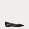 Ralph Lauren Loraine Burnished Leather Ballet Flat In Black