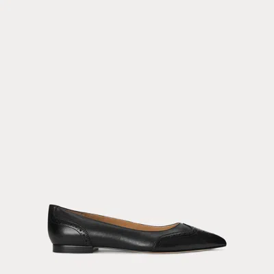 Ralph Lauren Loraine Burnished Leather Ballet Flat In Black