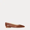Ralph Lauren Loraine Burnished Leather Ballet Flat In Deep Saddle Tan