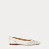 Ralph Lauren Loraine Burnished Leather Ballet Flat In Soft White