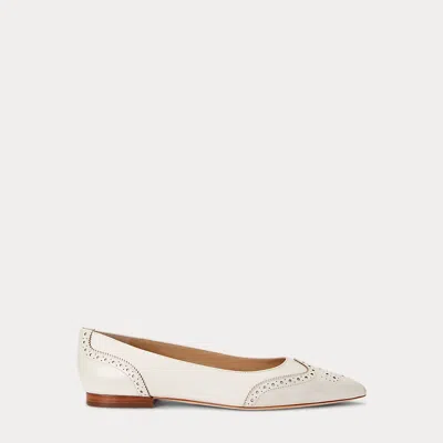 Ralph Lauren Loraine Burnished Leather Ballet Flat In Soft White