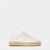 Ralph Lauren Luize Canvas & Suede Espadrille Sneaker In Snow White,bianco