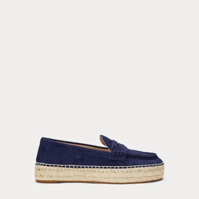 Ralph Lauren Luize Suede Loafer Espadrille In Refined Navy