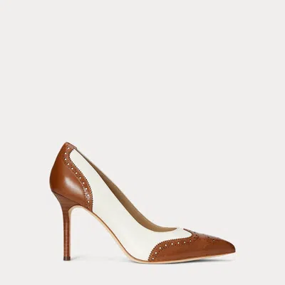 Ralph Lauren Women's Adrienne Slip-on Pointed-toe Pumps In Soft White,lauren Tan