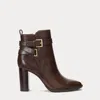 Ralph Lauren Madisyn Burnished Leather Bootie In Chestnut Brown