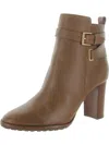 Ralph Lauren Madisyn Womens Leather Stacked Heel Ankle Boots In Brown