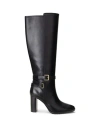 Ralph Lauren Lauren  Manchester Burnished Leather Tall Boot Woman Boot Black Size 8 Cow Leather