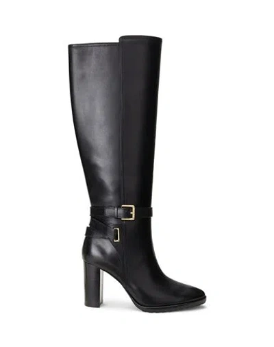 Ralph Lauren Lauren  Manchester Burnished Leather Tall Boot Woman Boot Black Size 8 Cow Leather