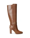 Ralph Lauren Lauren  Manchester Burnished Leather Tall Boot Woman Boot Brick Size 8 Cow Leather In Red