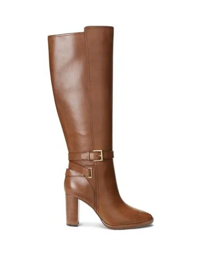 Ralph Lauren Lauren  Manchester Burnished Leather Tall Boot Woman Boot Brick Size 8 Cow Leather In Red