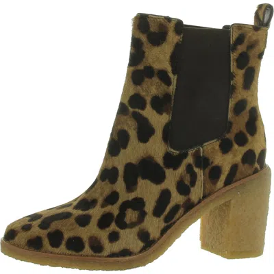 Ralph Lauren Marianna Womens Calf Hair Leopard Print Chelsea Boots In Multi