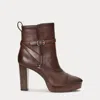 Ralph Lauren Mckinsey Burnished Leather Bootie In Dark Mahogany