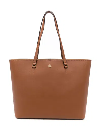 Ralph Lauren Lauren  Crosshatch Leather Medium Karly Tote Woman Handbag Brown Size - Cow Leather