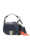 Ralph Lauren Scarf-trim Small Leather Tanner Crossbody Bag In Blau