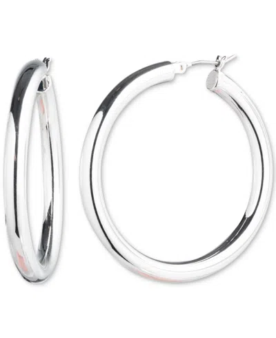 Lauren Ralph Lauren Medium Tubular Hoop Earrings, 1.28" In Silver