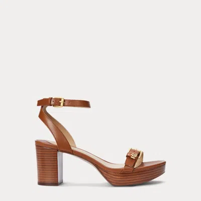 Ralph Lauren Melissah Calfskin Platform Sandal In Lauren Tan