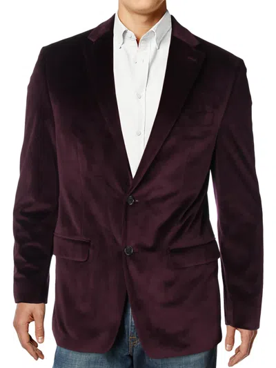 Lauren Ralph Lauren Mens Velvet Suit Separates Two-button Blazer In Burgundy