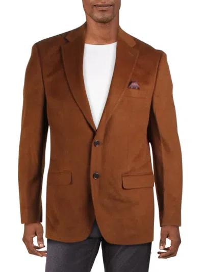 Lauren Ralph Lauren Mens Wool Blend Business Two-button Blazer In Brown