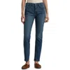 Ralph Lauren Lauren  Mid Rise Straight Leg Jeans In Ocean Blue Wash Denim