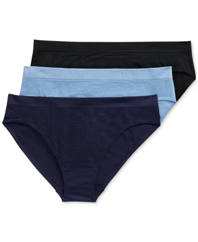 Lauren Ralph Lauren Monogram Mesh Jacquard 3-pack Bikini Underwear, 4l0185 In Mixed Dark