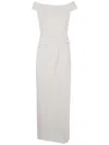 Ralph Lauren Off-shoulder Crepe Gown In Neutrals