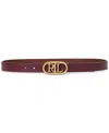 Ralph Lauren Oval Logo Buckle Reversible Leather Skinny Belt In Pinot Noir/dark Mahogany