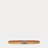 Ralph Lauren Oval-logo Reversible Leather Skinny Belt In Buff/lauren Tan