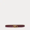 Ralph Lauren Oval Logo Buckle Reversible Leather Skinny Belt In Pinot Noir/dark Mahogany
