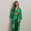 Ralph Lauren Palm-frond-print Robe Cover-up In Multi