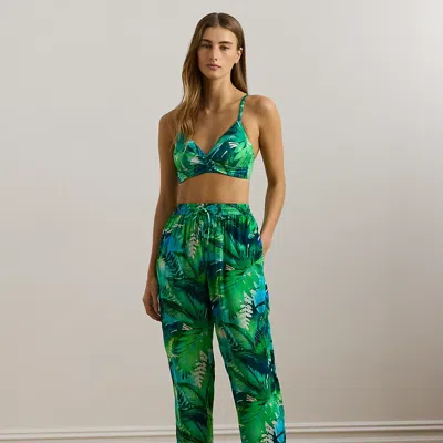 Ralph Lauren Palm-frond-print Wide-leg Pant Cover-up In Multi