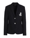 Ralph Lauren Lauren  Patch Jacquard Blazer Woman Blazer Black Size Xl Cotton, Elastane In Black