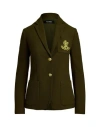 Ralph Lauren Lauren  Patch Jacquard Blazer Woman Blazer Green Size S Cotton, Elastane