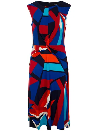 Ralph Lauren Patterned Midi Dress In Blue