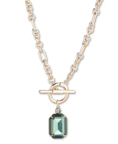 Lauren Ralph Lauren Pave & Color Stone 17" Pendant Necklace In Light Gree