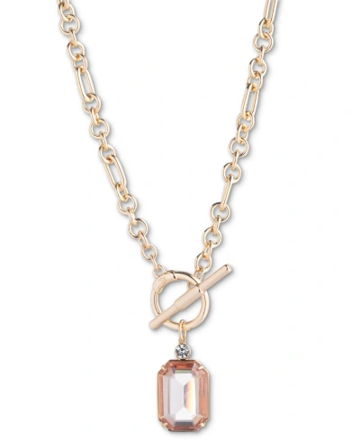 Lauren Ralph Lauren Pave & Color Stone 17" Pendant Necklace In Light Pink
