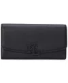 Ralph Lauren Pebbled Leather Cameryn Flap Wallet In Black