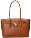 Ralph Lauren Pebbled Leather Large Tanner Satchel In Lauren Tan