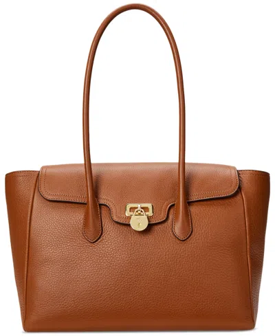RALPH LAUREN PEBBLED LEATHER EXTRA-LARGE TANNER SATCHEL