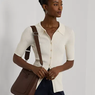 Ralph Lauren Pebbled Leather Large Cameryn Crossbody In Dark Mahogany