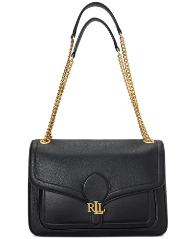 Lauren Ralph Lauren Pebbled Small Leather Bradley Convertible Bag In Black