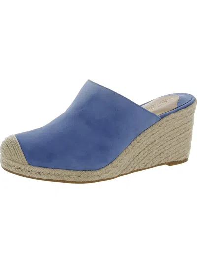 Lauren Ralph Lauren Pennie Womens Suede Slip-on Wedge Sandals In Blue