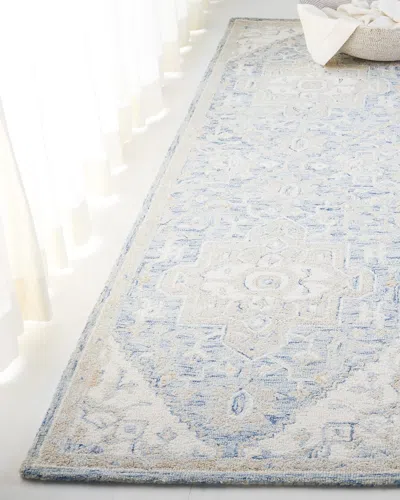 Ralph Lauren Percy Blue Hand-woven Rug, 2' X 8' In Blue, Ivory