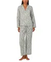 Ralph Lauren Women's 2-pc. Long-sleeve Notch-collar Long Pants Pajama Set In Sage,prt