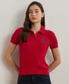 Ralph Lauren Anchor-logo Cable-knit Polo Sweater In Festive Red