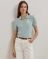 Ralph Lauren Plus Size Cable-knit Cotton Polo Sweater In Aqua Pearl