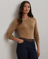 Shop Ralph Lauren Petite Cotton-blend Sweater In Classic Camel