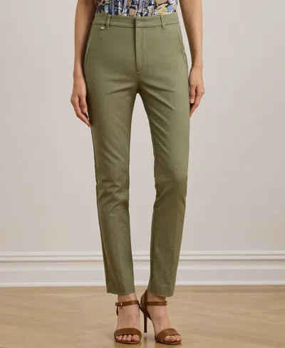 Ralph Lauren Petite Double-faced Stretch Cotton Pants In Sage Green